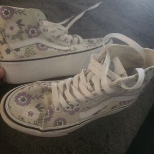 Vans Sk8- High Tappered Stackform White Floral High-Top Sneakers Sz 5 Womens